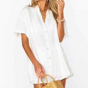 NWOT Show Me Your Mumu Parker Button Down White Linen !